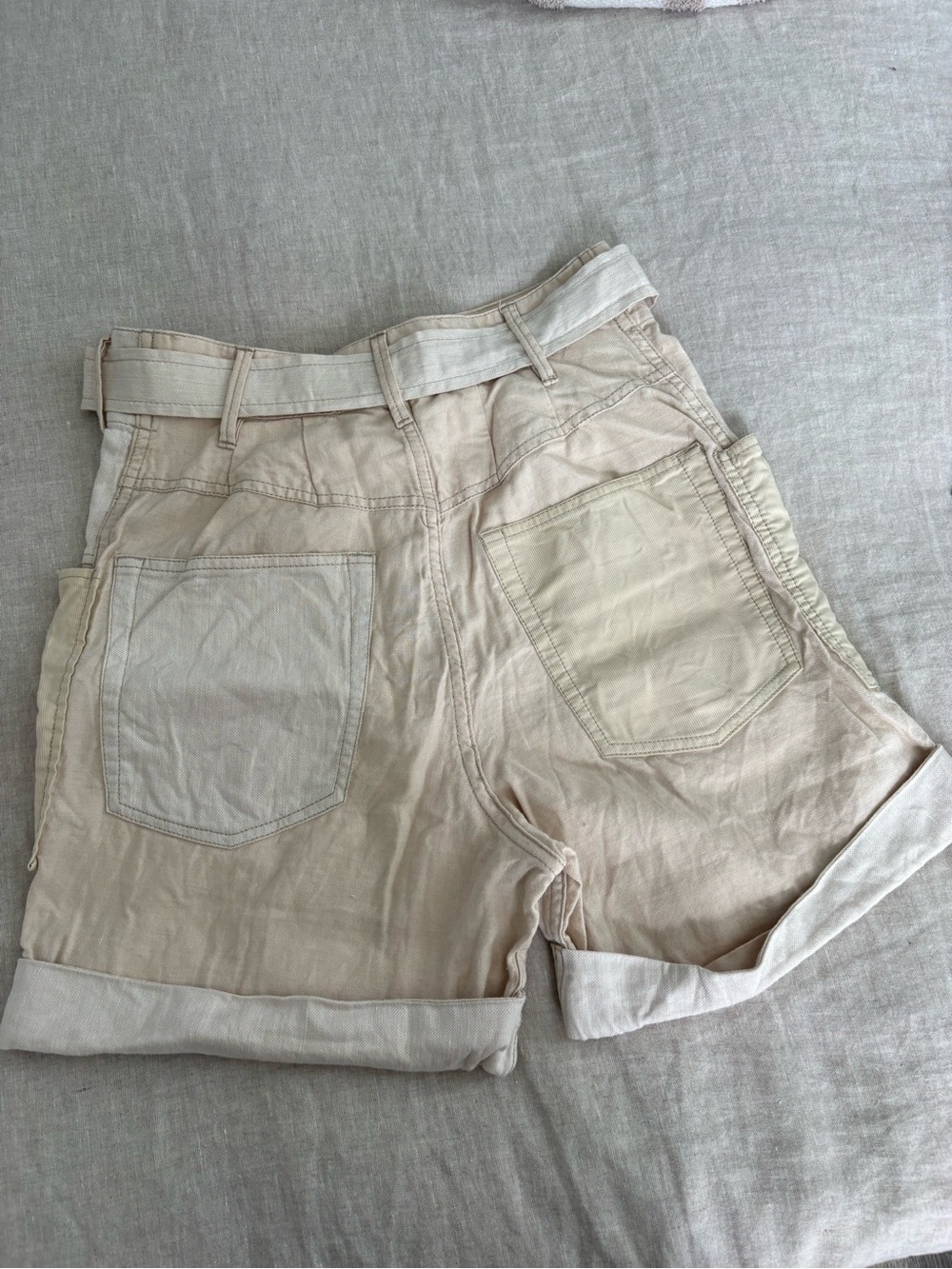 Isabel Marant Neutral Tone Patchwork Shorts with Belt - Picture 5 of 10